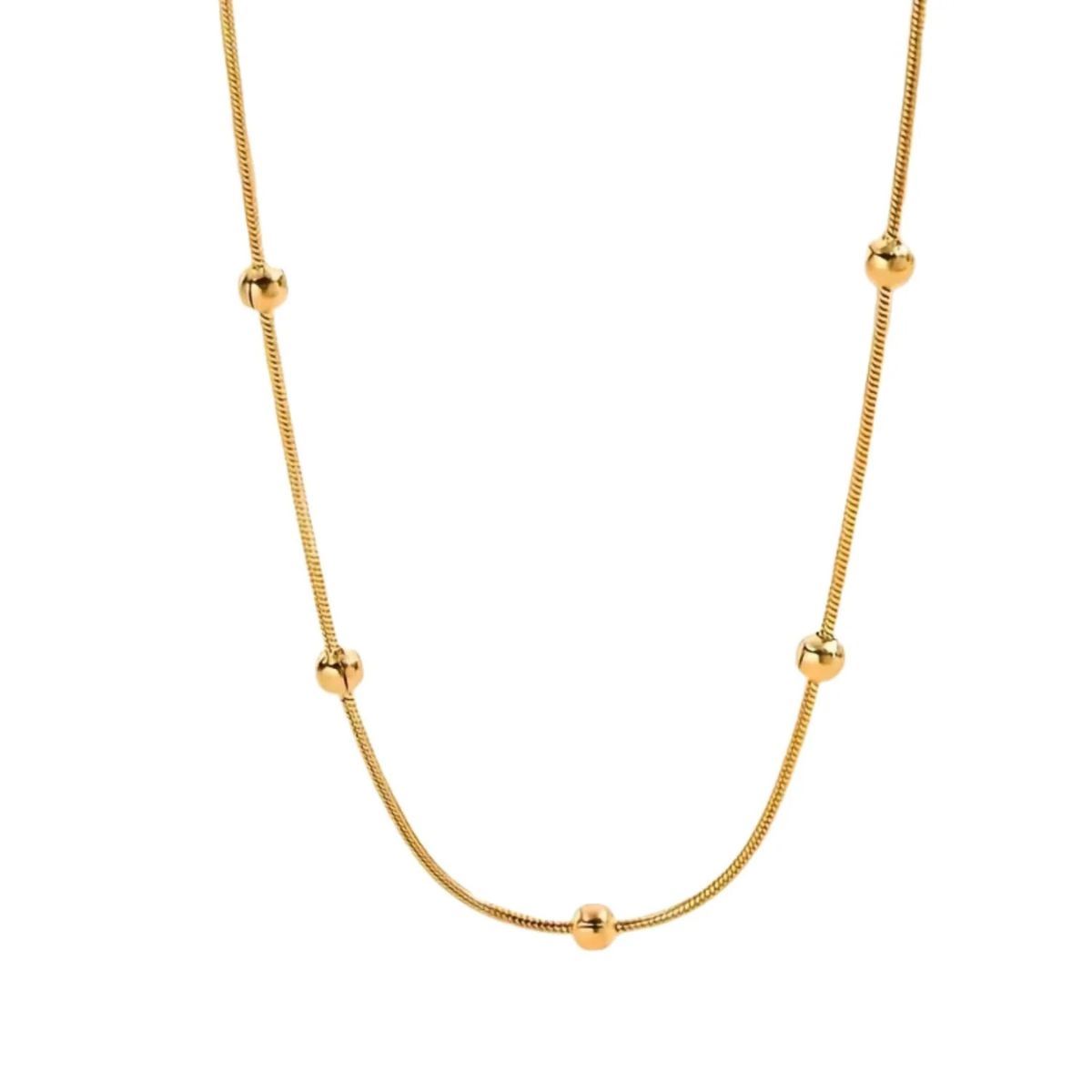 Collar Mujer Bolitas Doradas